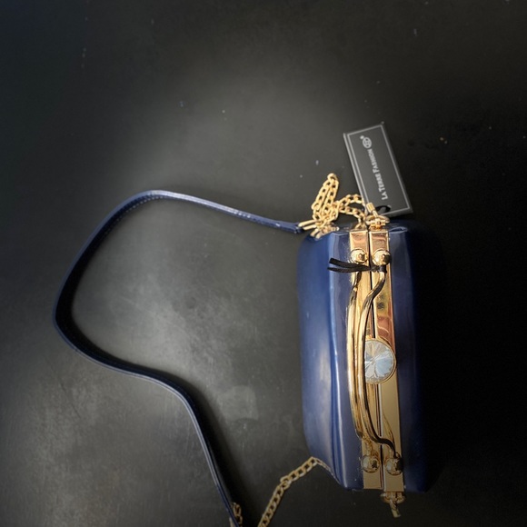 Blue purse with gold - Picture 7 of 8